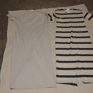 H&M Navy and Cream Striped Midi Dress
